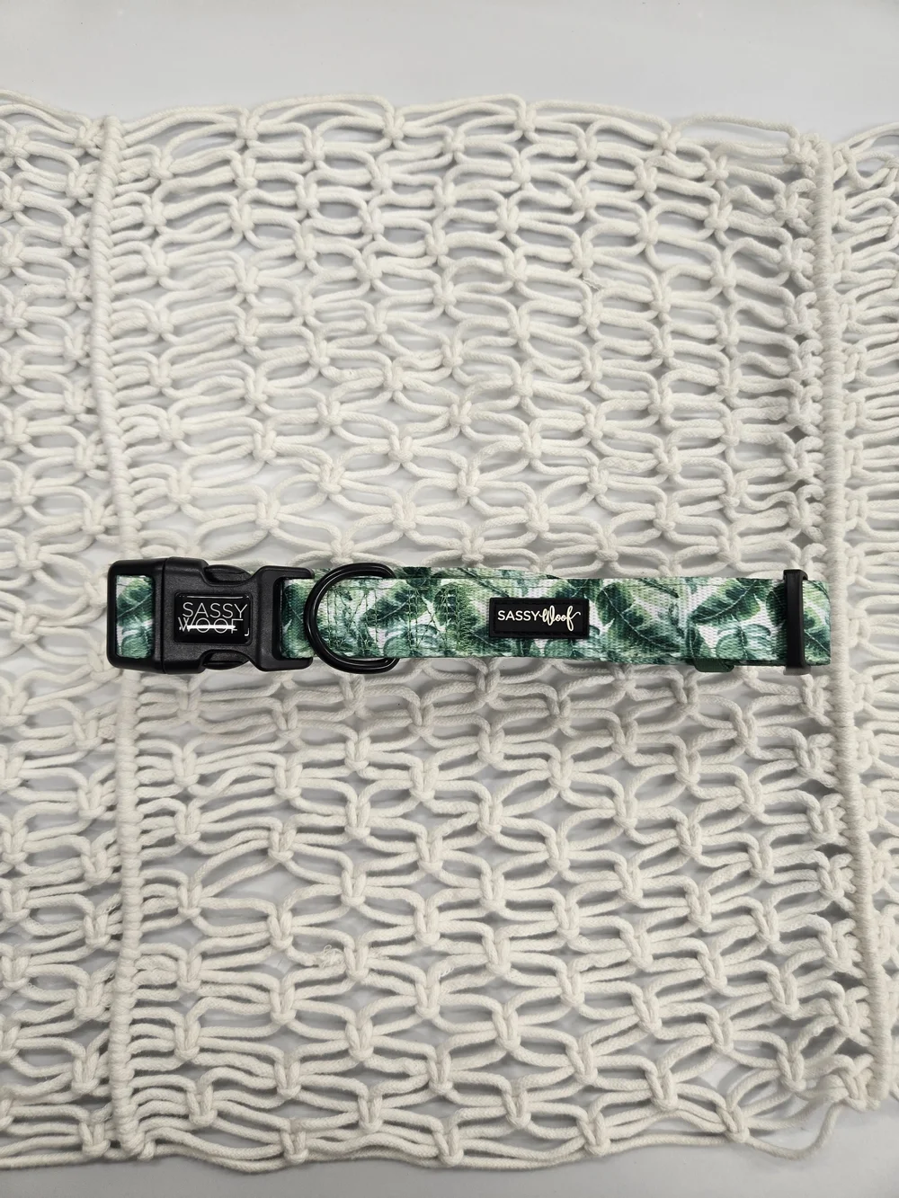Sassy Woof Green Tropical Leaf Dog Collar